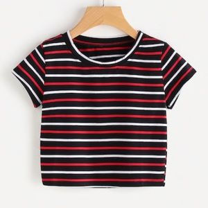 Red and black striped crop top